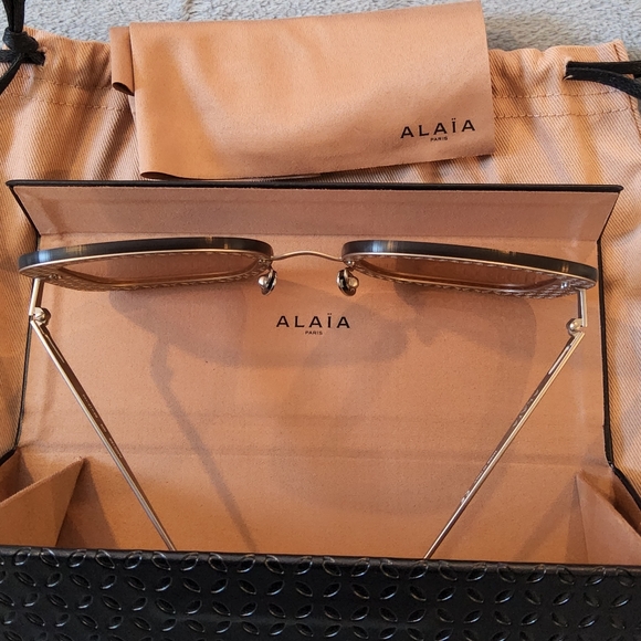 NWOT Alaia Oversized Copper Gold Square Rim Sunglasses - Picture 12 of 16